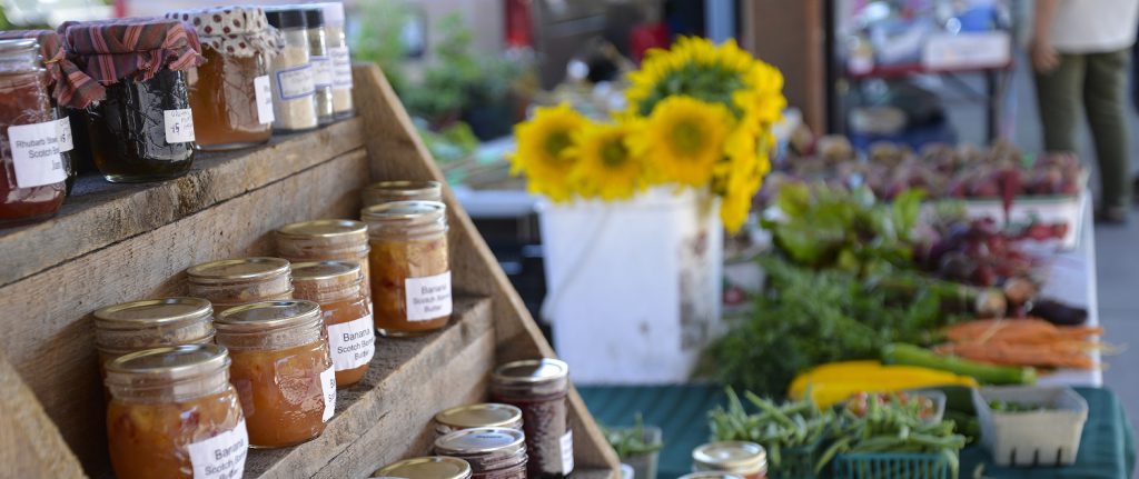 Jams and fresh produce at the Farmers Market