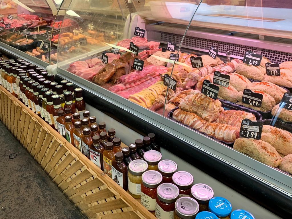 The Country Butcher Shop sells a variety of meats and other foods